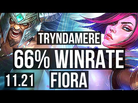 TRYNDAMERE vs FIORA (TOP) | 7 solo kills, 66% winrate, Legendary, 14/3/7 | KR Diamond | v11.21