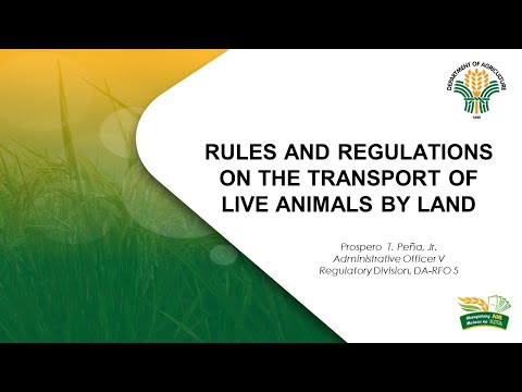 Rules and Regulations for Transport of Live Animals By Land