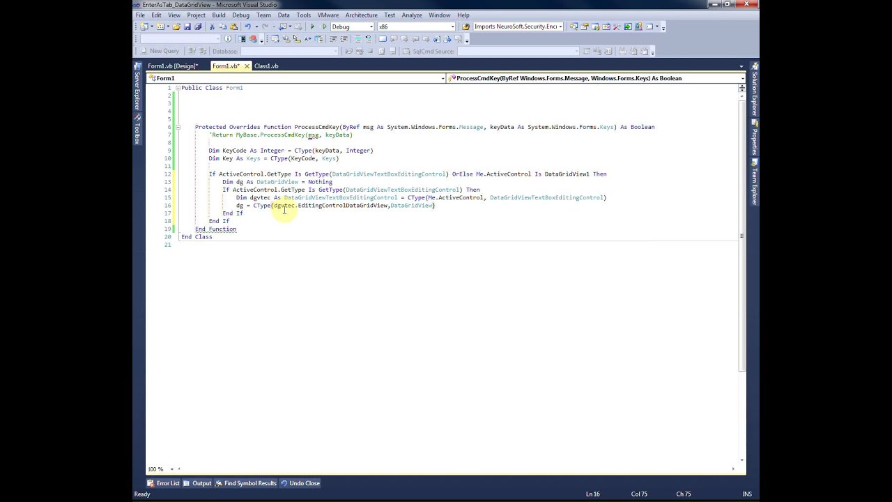 Lecture # B003. Enter Key as a Tab Key in DataGridView Control