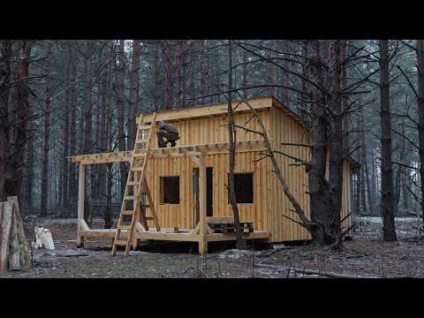 Built a cabin in a year without any skills, off grid house Start to Finish no talking asmr