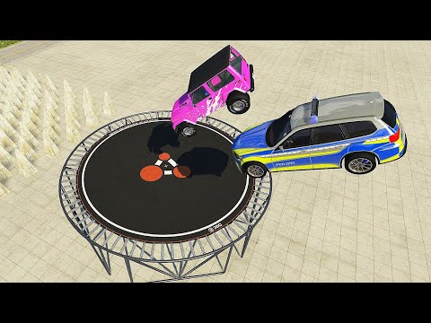 Crazy Vehicle High Speed Jumps On Giant Trampoline #2 (Crash Test) - BeamNG.drive Jumps