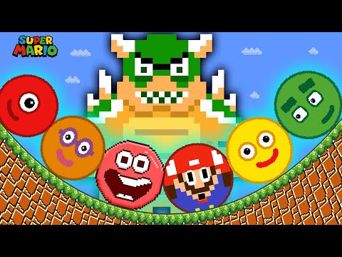 Mario, Numberblocks Marble Race and Red Ball 4 in Super Mario Bros Maze | Game Animation