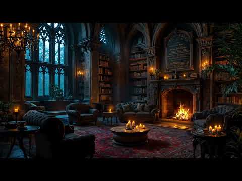 🌧️ 🏰 Cozy Old Castle Room with Rain & Fireplace Sounds