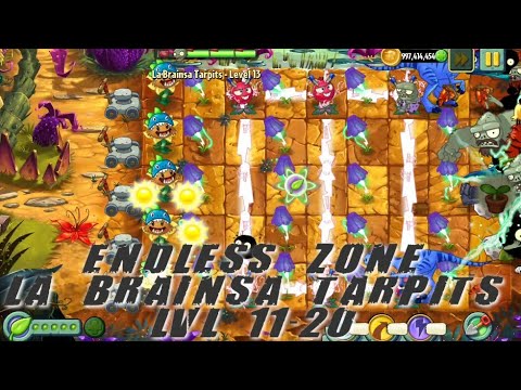 Plants vs Zombies 2 - Jurassic Marsh | Endless Zone All Max Level Plants Test Level 11 - 20