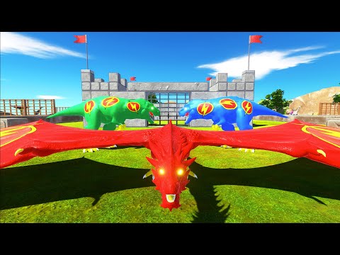 DEATH RUN vs FLASH DRAGON TEAM FPS PERSPECTIVE - Animal Revolt Battle Simulator