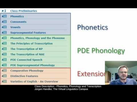 Class Description - Phonetics, Phonology & Transcription (BA, 2019)