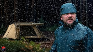 Solo HEAVY RAIN Camping in the Mountains - Cheeseburgers on a IGT Stove