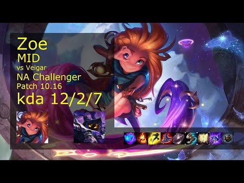 Zoe vs Veigar Mid - NA Challenger 12/2/7 Patch 10.16 Gameplay