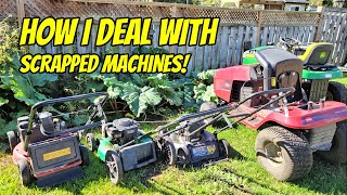 Sorting Out Scrapped Equipment Left At The Shop That Is Now Yours! Lawnmowers, Riding Mowers Etc.