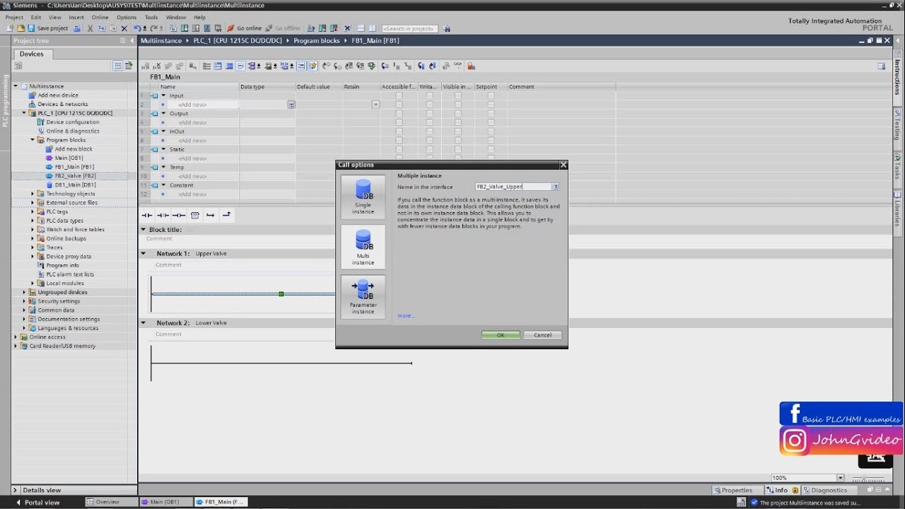 Siemens TIA Portal PLC tutorial  -  Multi-instance 