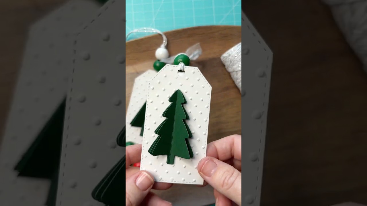 Beaded Layered Christmas Tree Gift Tags #papercrafting #craftychristmas #handmade