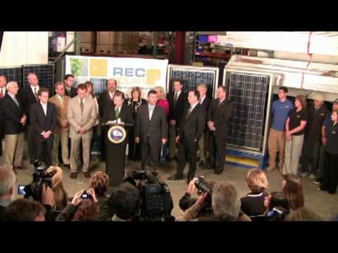 Adam Hill introduces California's governor at REC solar press conference