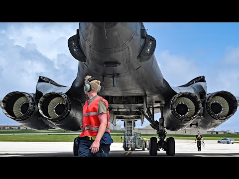 B1-B Lancer Aircraft Take Off US Air Force | Bomber Task Force