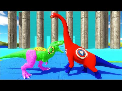 CAPTAIN AMERICA T REX vs HULK T REX DEATH RUN - Jurassic World Evolution 2