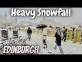 Edinburgh Scotland Heavy Snowfall, Edinburgh  City Centre covered by a Snowy Blanket.Snow Walk 4KHDR