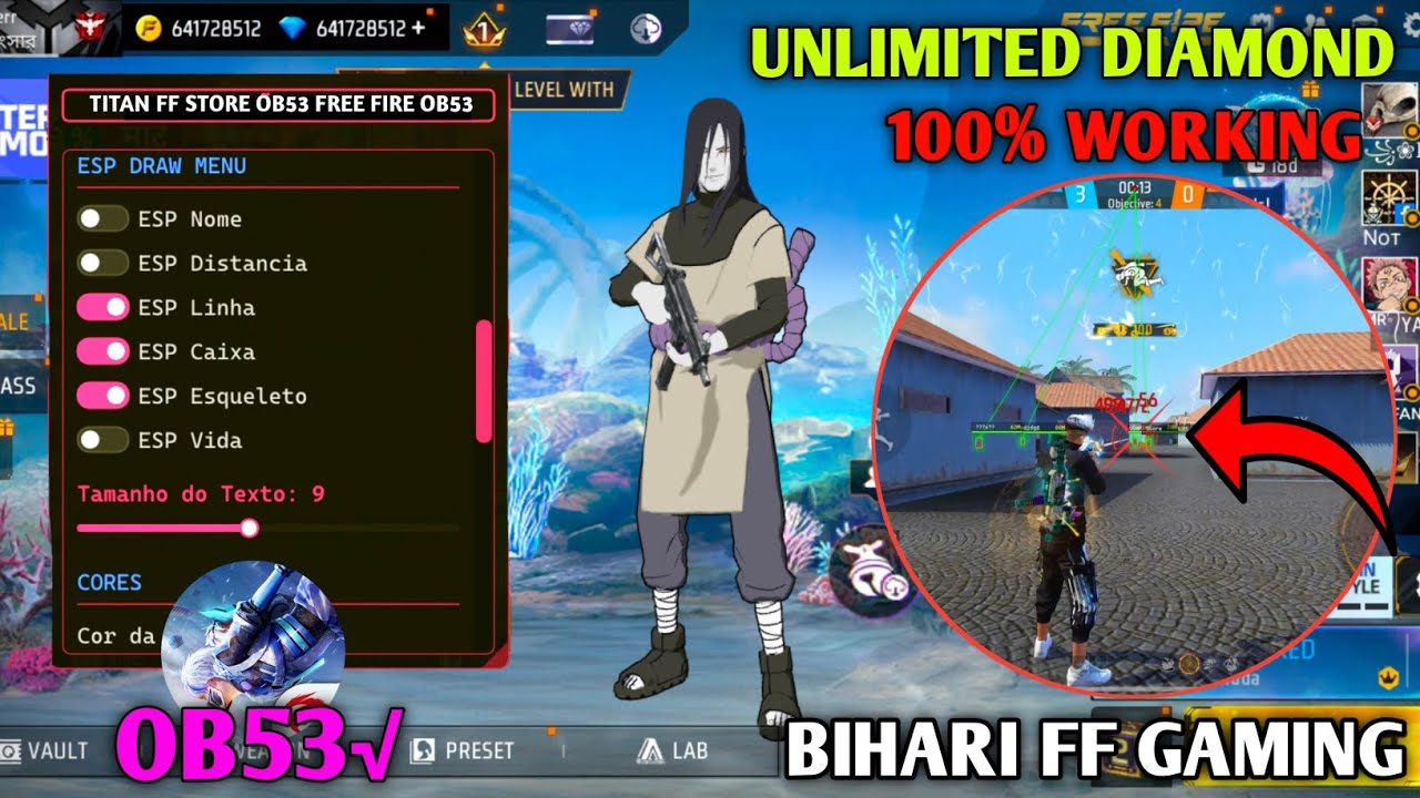 OB53 FREE FIRE MOD MENU 🔥 UNLIMITED DIAMOND HACK 🔥 FF MOD MENU APK 2026