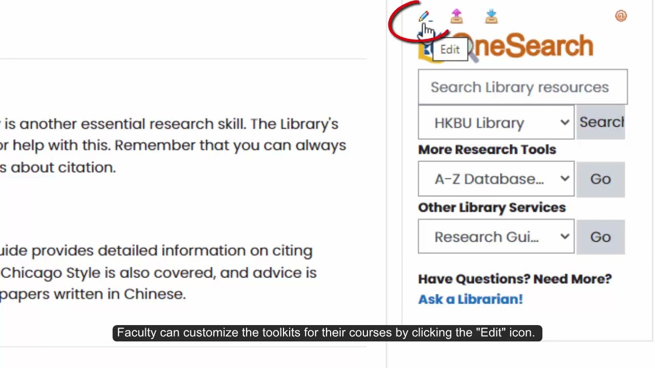 Introducing the Library Toolkit in HKBU Moodle