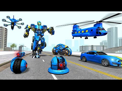 US Cargo Robot Transform Game 2023: Helicopter Police Robot War 2 - Android iOS Gameplay