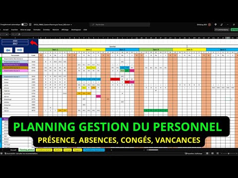 Planning de travail Excel | Planning de congés Excel | Planning des Absences Excel | Planning Excel