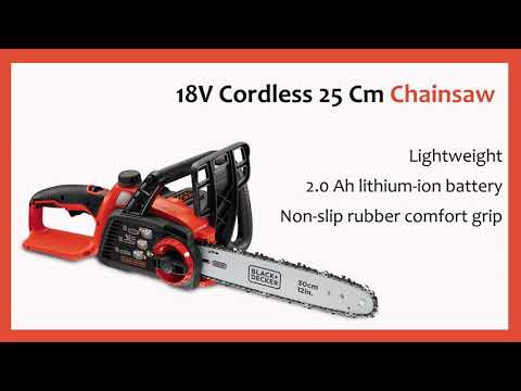 BLACK+DECKER 18V Cordless 25 Cm Chainsaw With 2.0Ah Lithium Ion Battery