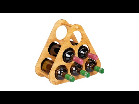 Étagère à vin pour 6 bouteilles pyramide Marron - Bambou - 35 x 31 x 19 cm