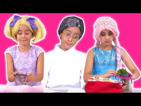 Princess School Bag Prank 🎒 Olivia and Esme Have Wrong Bags! - Princesses In Real Life | Kiddyzuzaa Video