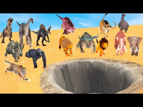 Animals VS Dinosaurs - Jump Over Hole | Animal Pro Battle Simulator