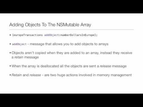 Objective C Tutorial Lesson 23 Part 1 Array Objects The Nsmutable Array
