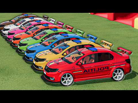 LOADING POLICE DACIA LOGAN CARS ON MASSIVE DUO TRUCKS FS22