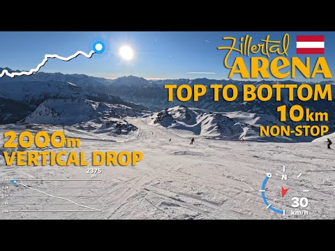 Skiing Top to Bottom in Zillertal Arena, Austria - Zell am Ziller Valley Run - 4K with GoPro Hero 11