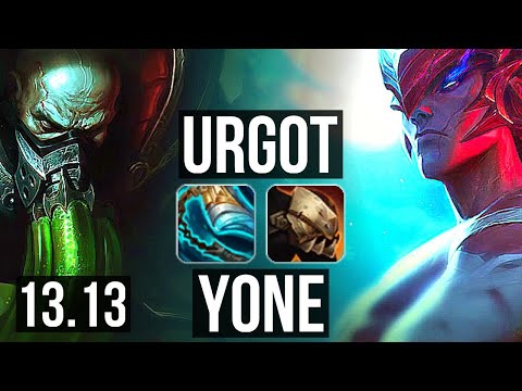 URGOT vs YONE (MID) | 4.6M mastery, 12/1/7, Legendary, 800+ games | KR Grandmaster | 13.13