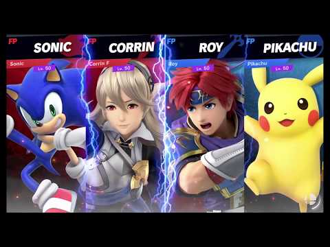 Super Smash Bros Ultimate Amiibo Fights   Request #9992 Sonic & Corrin vs Roy & Pikachu