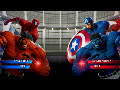 SPIDER MAN & RED HULK VS CAPTAIN AMERICA & BLUE HULK - Marvel vs Capcom Infinite Gameplay