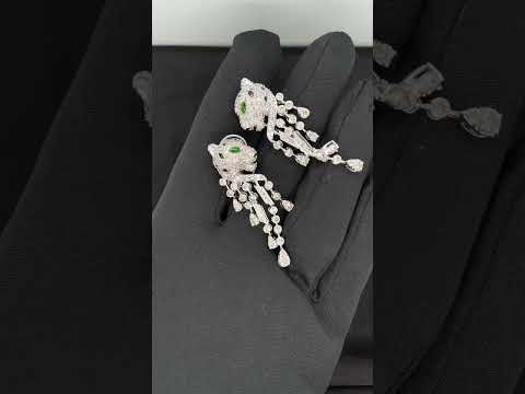 Natural Diamond Panther Style  Danglers