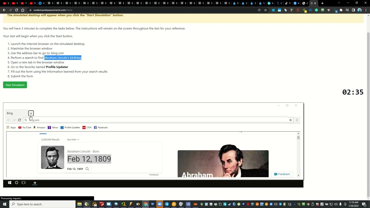 Computer simulation test answers