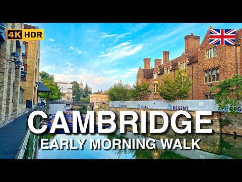 Cambridge Early Morning Walk | A Peaceful 4K HDR Walking Tour of England