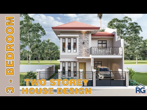 3- Bedroom Two Storey House Design 8.0 x 7.50 m with floor plan