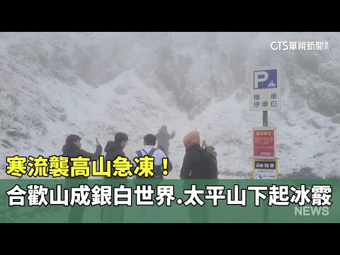 寒流襲高山急凍！　合歡山成銀白世界.太平山下起冰霰