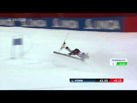LINDSEY VONN - TERRIBLE CRASH AT WM SCHLADMING 2013 ORF