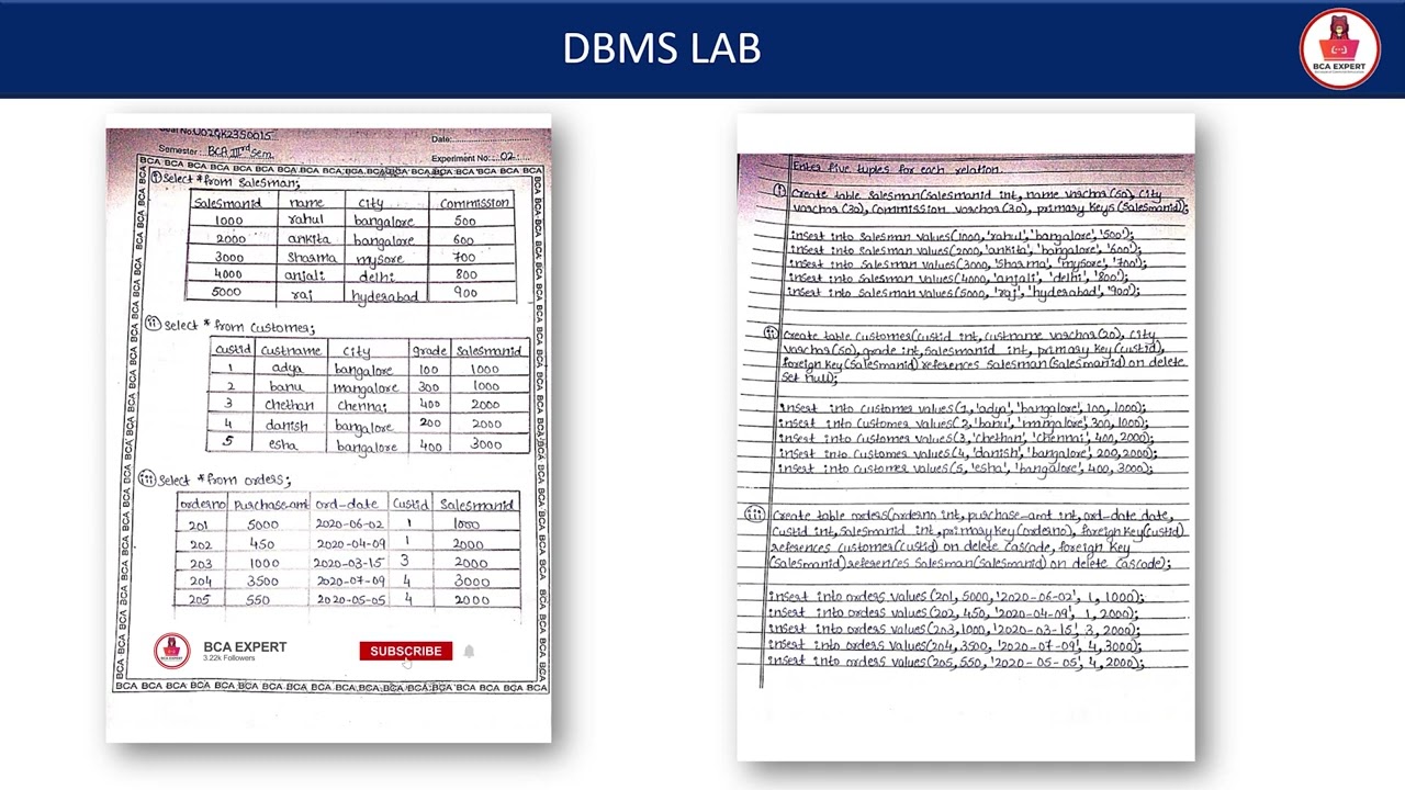 DBMS 2ND LAB PROGRAM| CREATE TABLE STUDENT| BCA 3RD SEM | DATABASE MANAGEMENT LAB PRACTICAL