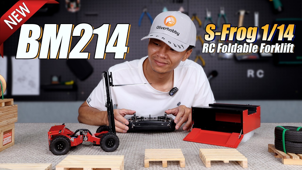 Detailed review:Super Frog Metal 1/14 5CH BM214 Hydraulic Remote Control Foldable Forklift #rc