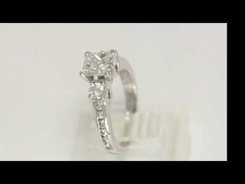 1.45CTW diamond engagement ring .90CT 14K white gold VVS2 princess VS rounds - 28338