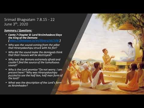 Srimad Bhagvatam 7.8.15 - 22 June 3th, 2020 ISKCON Tampa