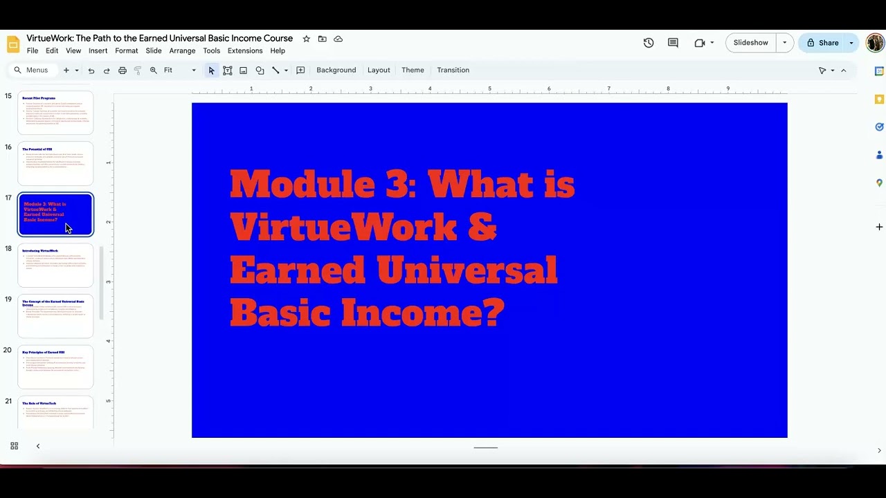 VirtueWork - The Path to the Earned Universal Basic Income Course