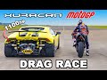 1100hp Lambo Huracan v Red Bull MotoGP Bike: DRAG RACE
