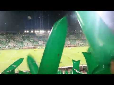 "Salida Atlético Nacional vs São Paulo." Barra: Los del Sur &bull; Club: Atlético Nacional