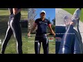 Golfing Lesson From Sam in Black Super Shiny Spandex Leggings