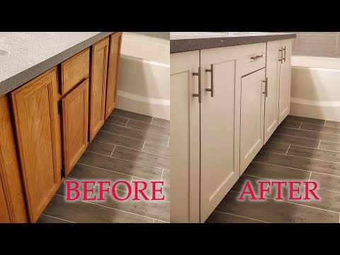 Old Bathroom Cabinet Doors to New Shaker Style Door Made With CNC Machine