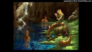 elf sittin&#39; on a tree stump playin&#39; the flute