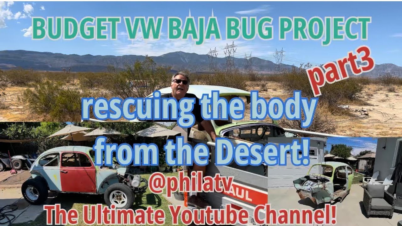 BUDGET VW BAJA BUG BUILD part3 RESCUING THE BODY FROM THE DESERT #vw #vwbug #bajabug #ATV #offroad